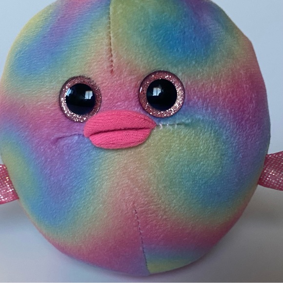 TY Beanie Ballz plush stuffed round 5" fish RAINBOW retired Pink Shiny Ocean - Picture 3 of 11